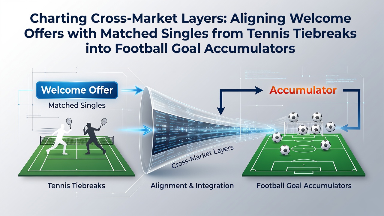 Diagram illustrating cross-market betting layers from tennis tiebreaks to football accumulators with welcome offer alignments