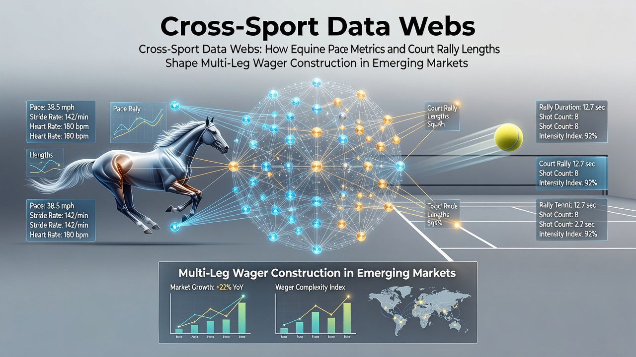 Data visualization showing connections between horse racing pace metrics and tennis rally statistics in wager construction