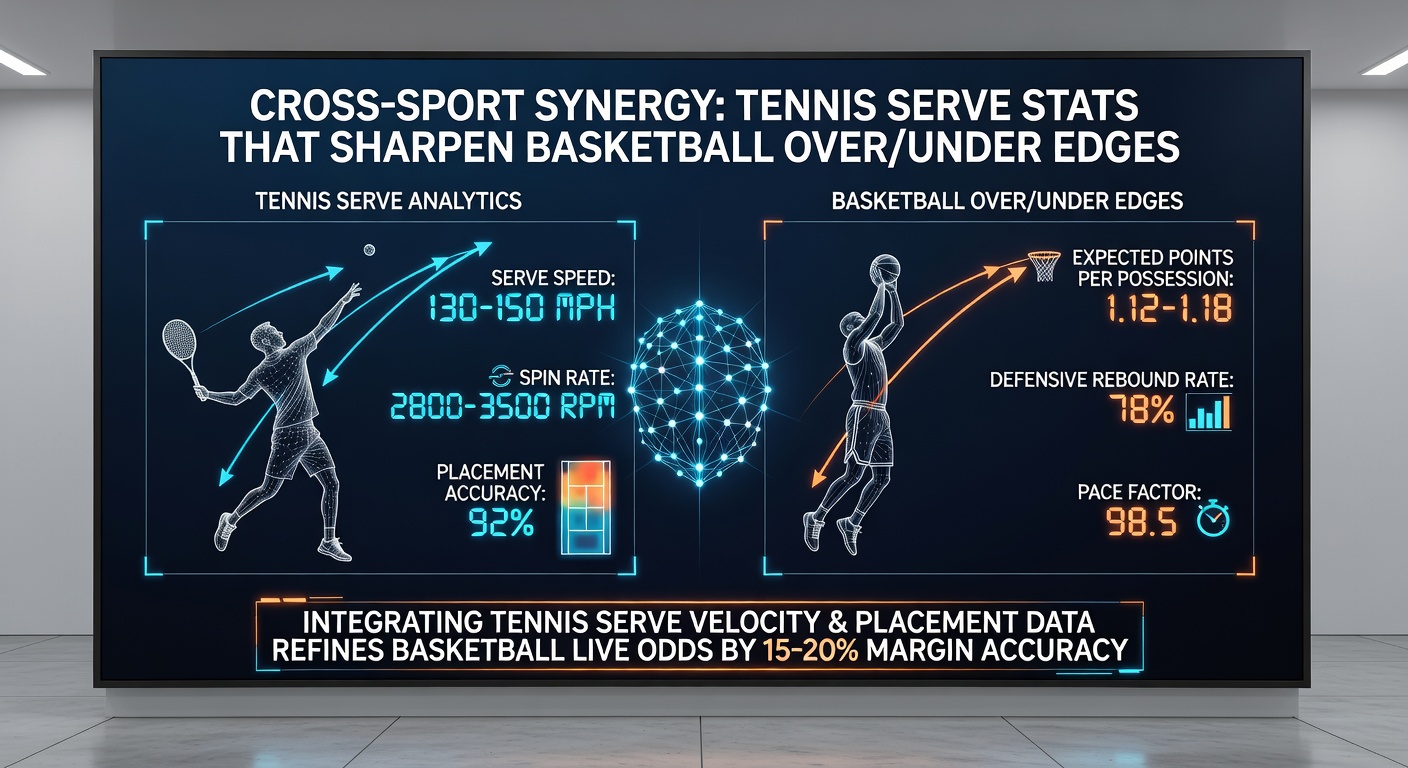 Basketball players in fast-break action contrasted with tennis return shot, highlighting statistical parallels in pace and efficiency
