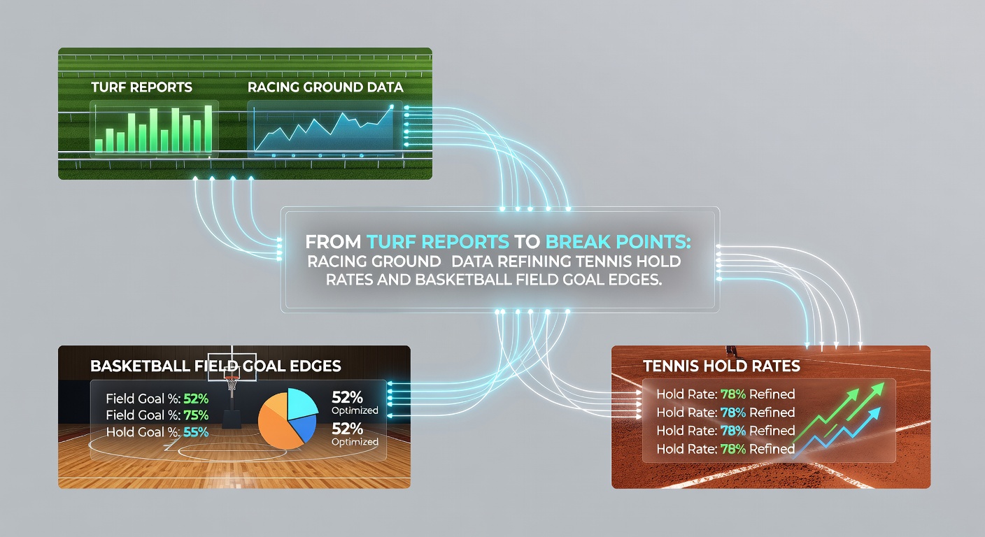 Horse racing turf conditions chart alongside tennis court surface analysis and basketball court metrics
