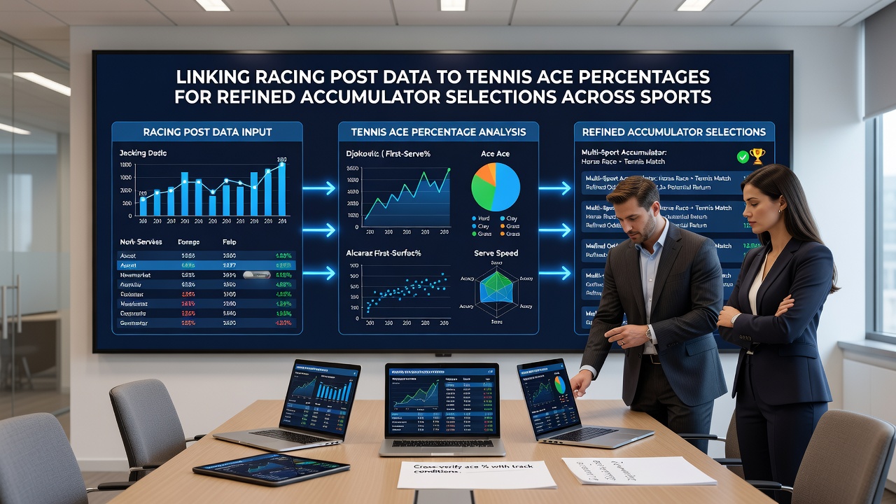 Integrated data visualization connecting horse racing form figures to tennis ace percentages for accumulator planning