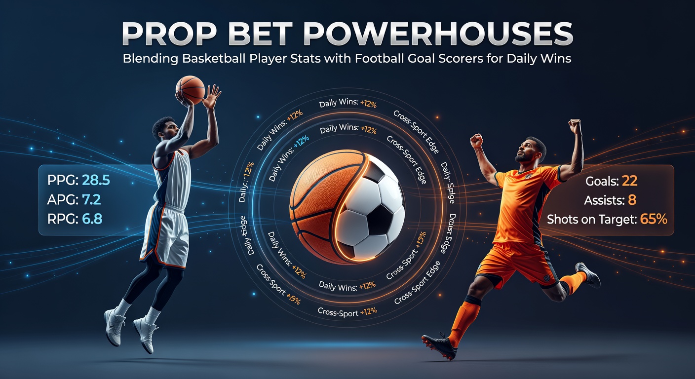 Dynamic split image showing an NBA player driving to the basket alongside a soccer striker celebrating a goal, highlighting prop bet crossovers
