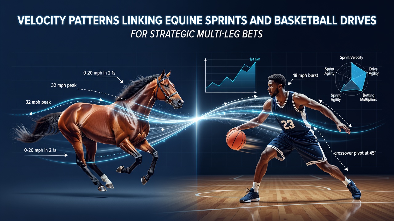 Velocity tracking chart comparing horse sprint speeds and basketball drive accelerations across multiple events