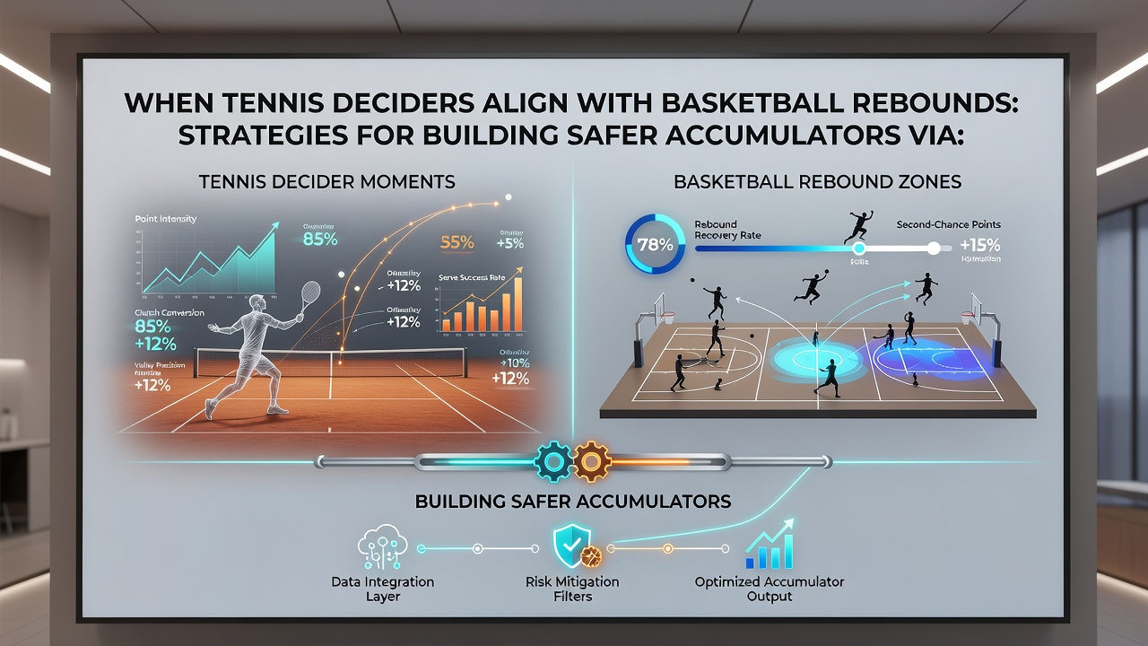 Statistical charts showing tennis decider serve percentages aligned with basketball rebound averages for matched betting accumulator planning